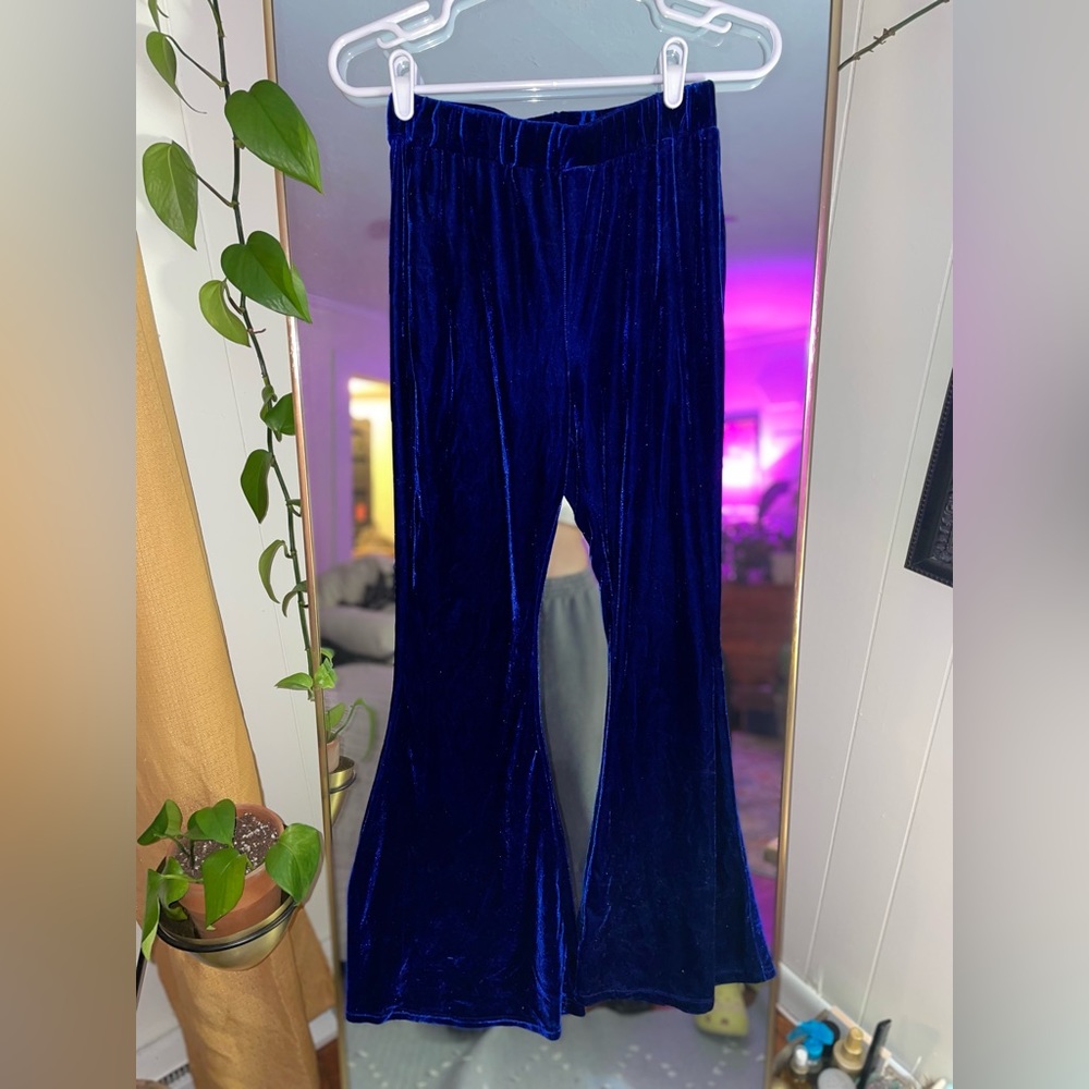 Electric Blue Velvet Flare Pants